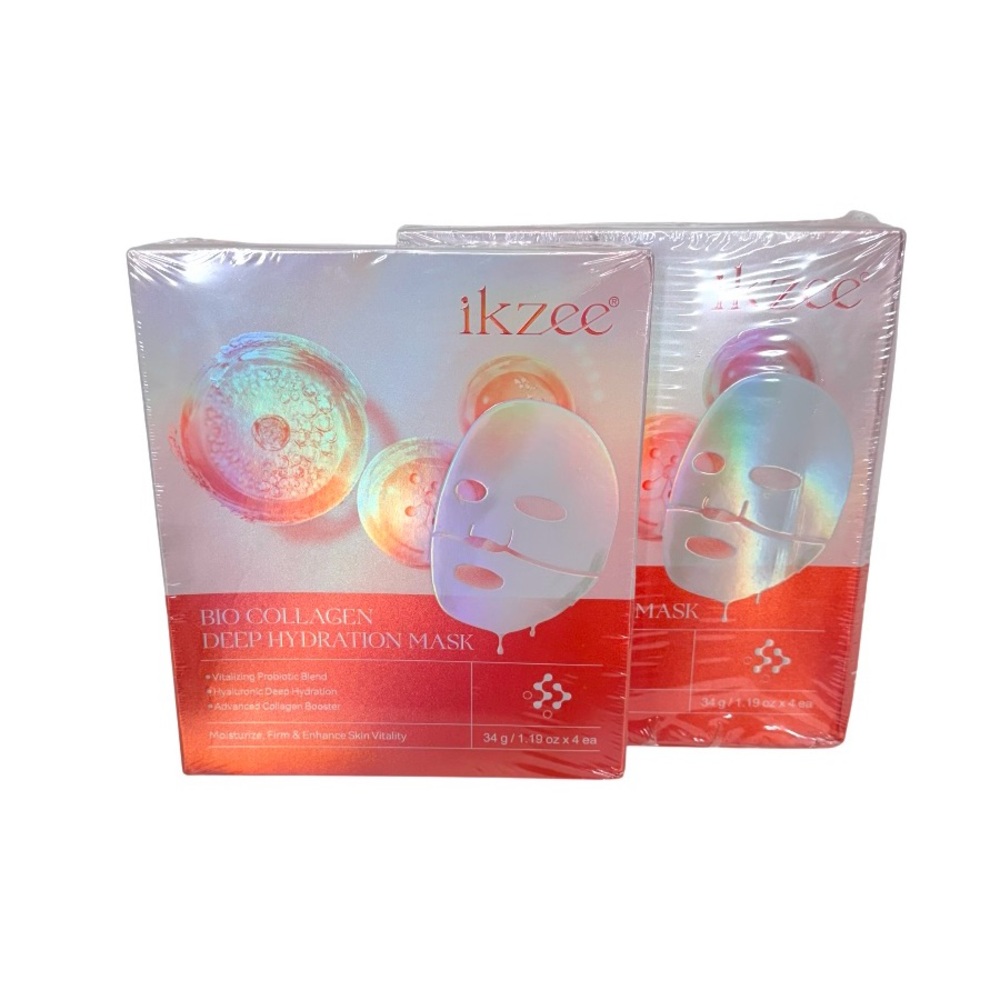 Ikzee Two Pack Bundle Bio Collagen Deep Hydration Mask 4 Per Box = 8 Masks Total